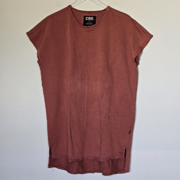 CSG Champs Sports Gear Rust Tunic Top Shirt Dress Boho Lagenlook Women's Large - Picture 4 of 11